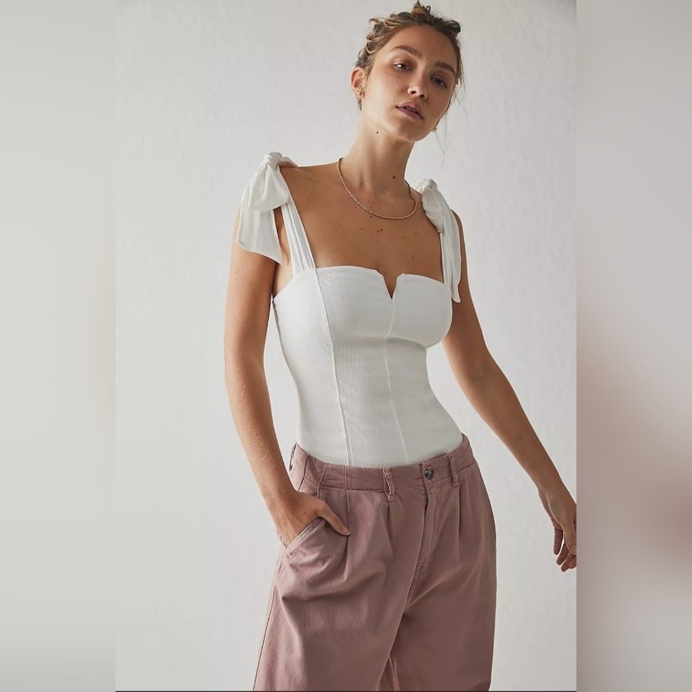 Free People NWOT Lola White Bodysuit L - Picture 2 of 9